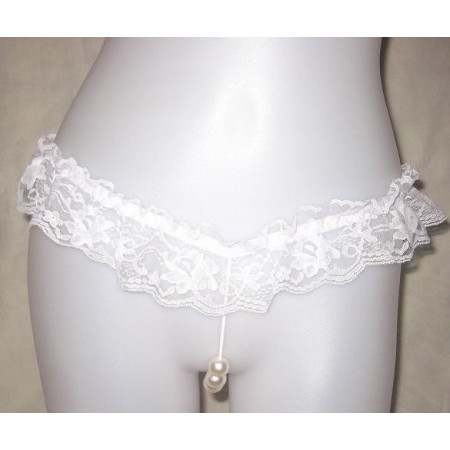 String Perle Dentelle Blanc