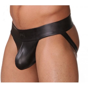 Slip Homme Cuir Noir à bandes