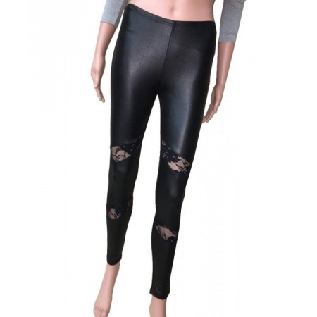 Leggings kunstleder mit spitze