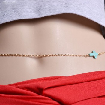 String body golden with stone cross turquoise
