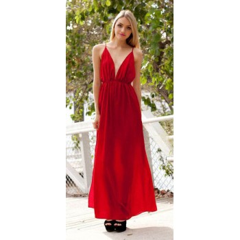 Robe longue avec décolleté plongeant