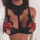 Brassière à fleurs avec collier en dentelle (2 couleurs)