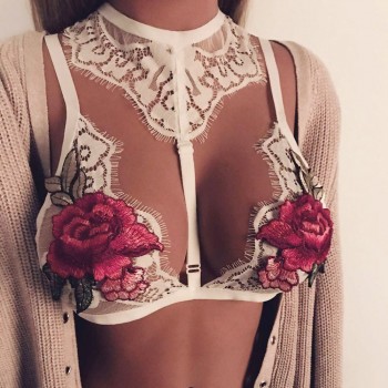 Bra top with flower neck collar lace (2 colors)