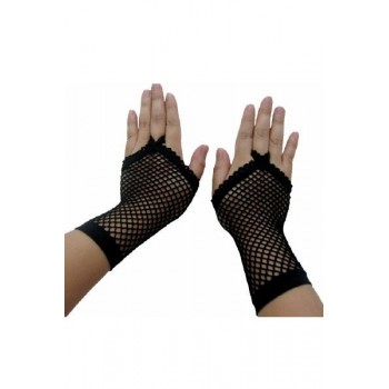 Halbe Handschuhe Netz Schwarz