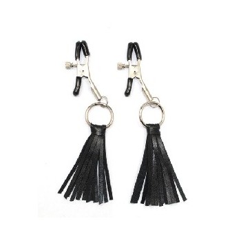 Nipple Clamps with Leather Cluster