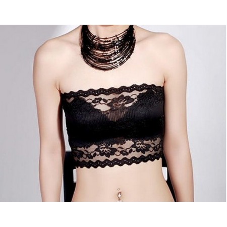 Bandeau transparent en dentelle noire